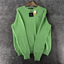 Polo Ralph Lauren Men's L Heavy Knit Ribbed Crew Sweater Green Pony Logo L/S NEW