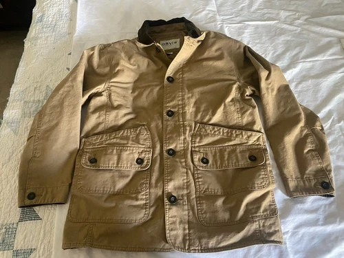 Mens Orvis Barn Jacket Medium Field Chore Coat Quilted Liner Corduroy Collar