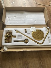 Luxury Gold Exposed Shower Set Bath Filler Mixer Brass Complete Kit New Open Box