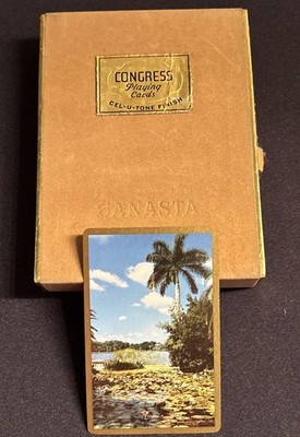VTG Congress Double Deck Playing Cards Cel-U-Tone Finish Canasta Tropic Cove