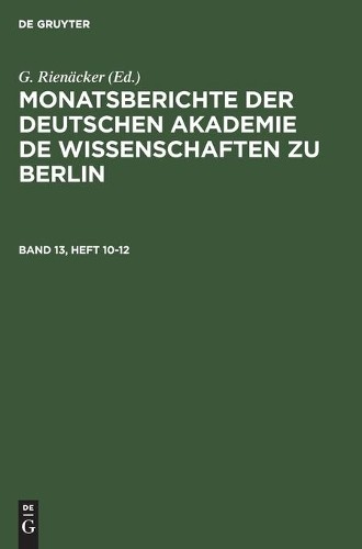 Monatsberichte Der Deutschen Akademie de Wissenschaften Zu Berlin. Ba (Hardback)Another great item from Rarewaves USA | Free delivery!