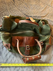 Orvis Green Canvas & Brown Leather Duffle Bag Zip Top Soft Case — photo 1