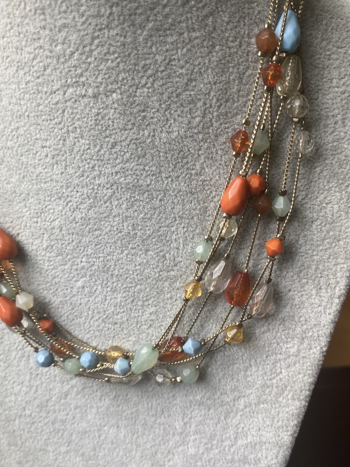 Colorful Multistrand Beaded Statement Necklace - image 2