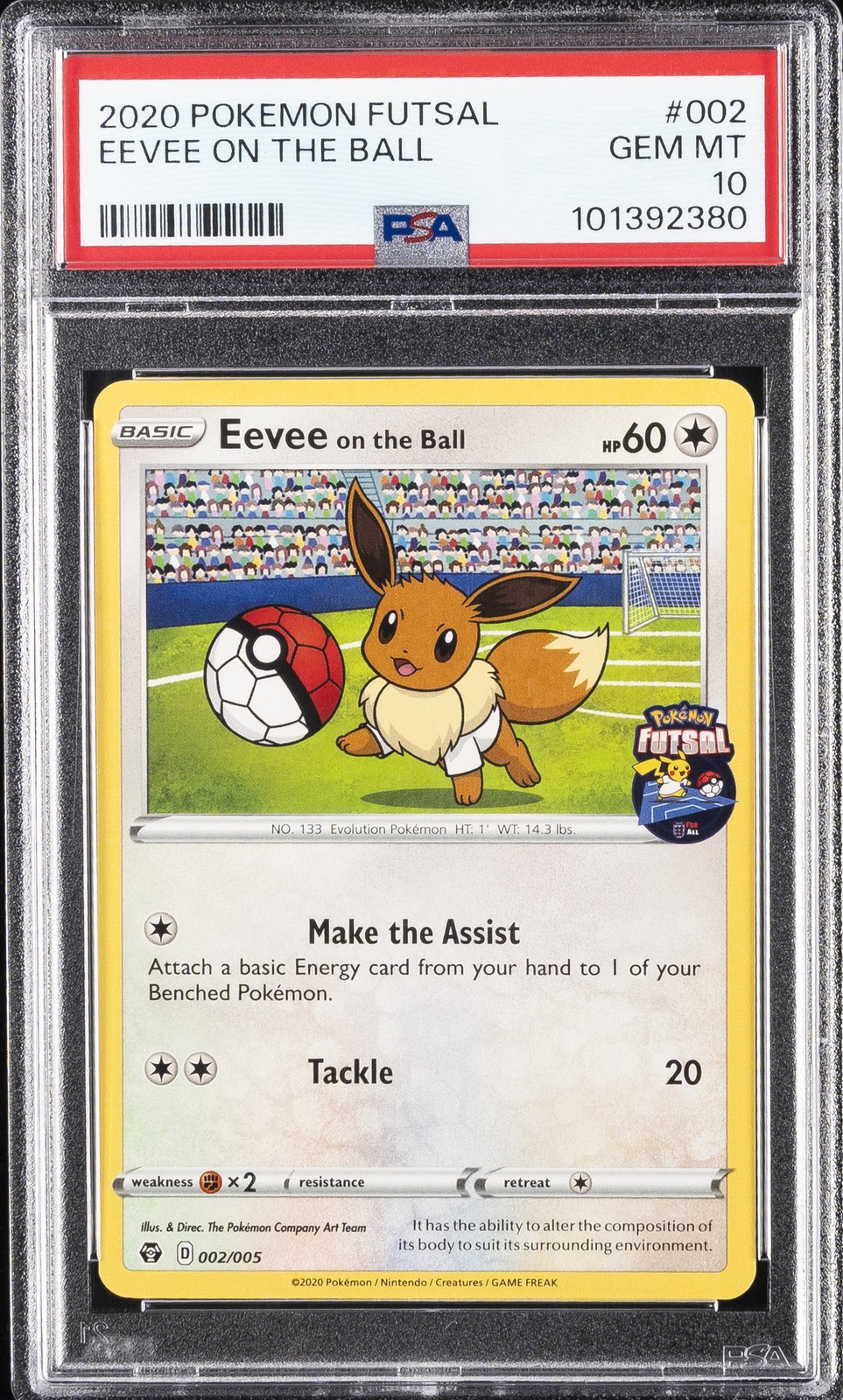 2020 POKEMON FUTSAL #002 EEVEE ON THE BALL PSA 10