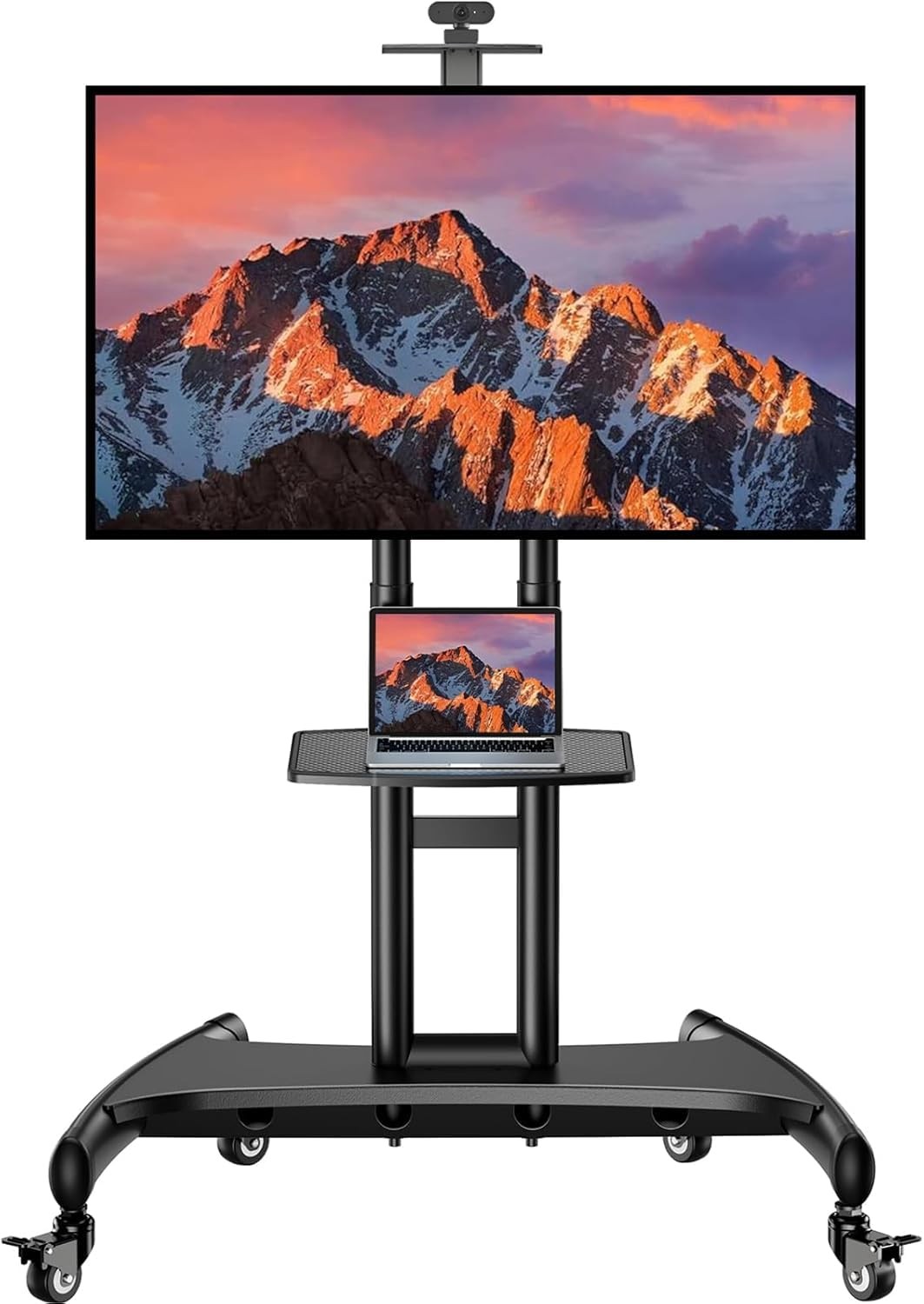 For 32-85 Inch Flat Screens Mobile Cart With Shelf