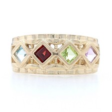 Silver Garnet Peridot Amethyst Topaz Band - 925 Gold Plated .62ctw Ring 8 3/4