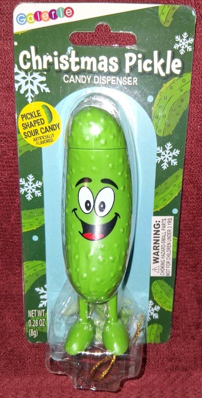 Christmas Pickle Ornament Candy Dispenser Sour Pickle Shaped Candy Appears New