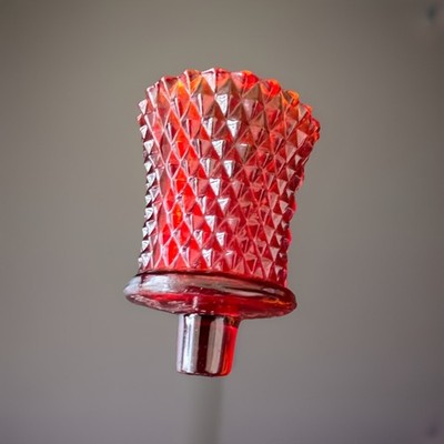 Vintage Amber Red Diamond Cut Hobnail Glass Votive Sconce Cup 3  MCM Hollywood