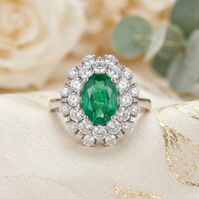 3.20 Ct Natural Emerald And Diamond Wedding Bridal Ring 14k White Gold Size 8