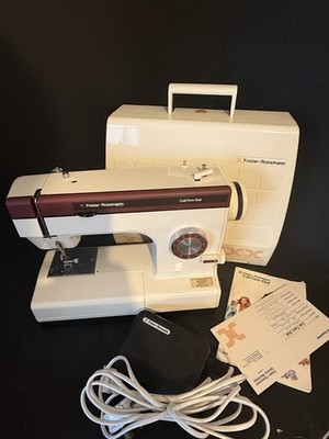 Vintage Frister & Rossmann Cub Twin-Dial Nähmaschine & Koffer funktionstüchtig Retro 80er