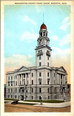 Vintage Postcard Washington Co Courthouse Marietta I Robbins & Son Old Car 1920s