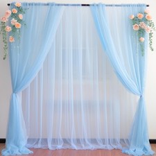 20x10FT Baby Blue Tulle Sheer Backdrop Curtains Drapes Wedding Ceremony Arch