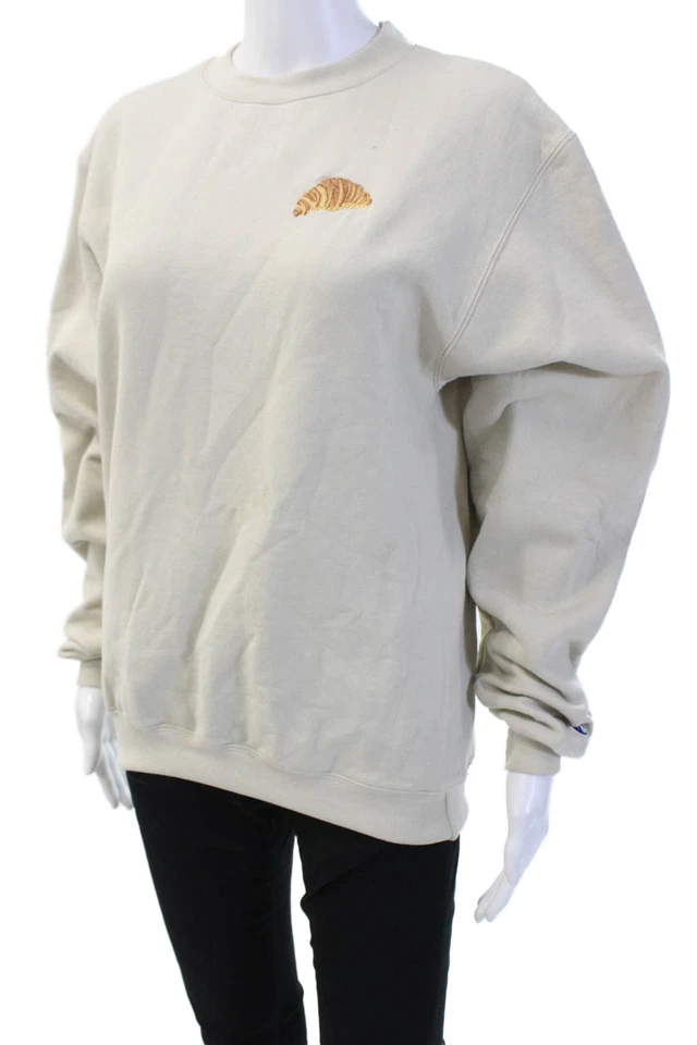 Champion Unisex Beige Pullover Sudadera Cuello Redondo Divertida Talla S Foto 2 de 4