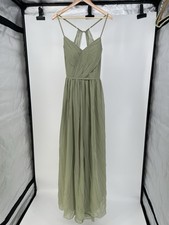 Azazie Cora Bridesmaid Dress Pistachio Green Chiffon A-Line Sz 16 NWT