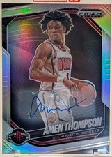 Amen Thompson Panini Prizm Black Silver Auto Rookie Card Rockets NBA Basketball
