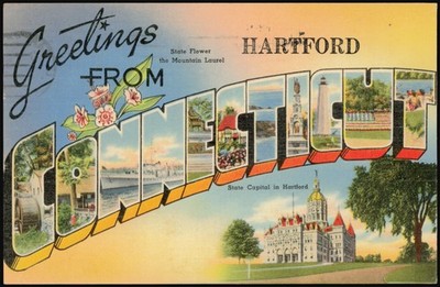Hartford, Connecticut CT Greetings From Large Letter, Mountain Laurel, State