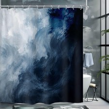 Navy Blue Shower Curtain Ombre Abstarct Dark Blue Modern Bathroom Decor
