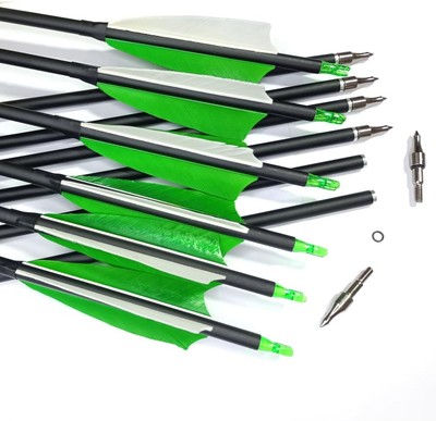 30'' Carbon Feathers Arrows 4'' Turkey Target Hunting Green 