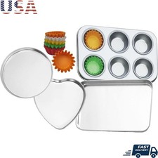 Small Steel Bake Pans Set Kids Easy Bake Oven Non Toxic Cookware Hand Wash New