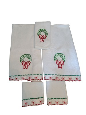 #ad Cannon R.A. Briggs 5 Christmas Bathroom Towel Set Satin Edge $17.60