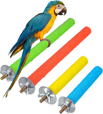 4 Pcs Bird Perch Stand Toy, Random Colorful Wood Parrot Bird Perch Stand Paw ...