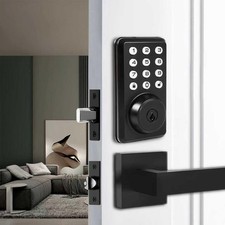 Keyless Entry Door Lock with Handle Set, Voice-Prompt Guided Electronic Keypa...