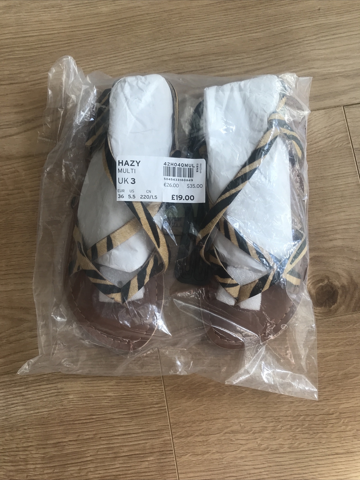 APL Topshop Real Leather Ladies Womens Sandals Hazy Striped Size 3 BNWT