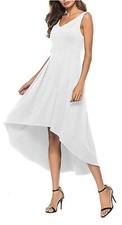 Bridal 4217 Size 10 White Sleeveless Wedding Gown Hi Low Reception Dress