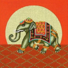 Needlepoint Handpainted Amanda Lawford Elephant 5x5