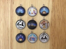 Nativity Scene Charms, Christmas Charm Pendants