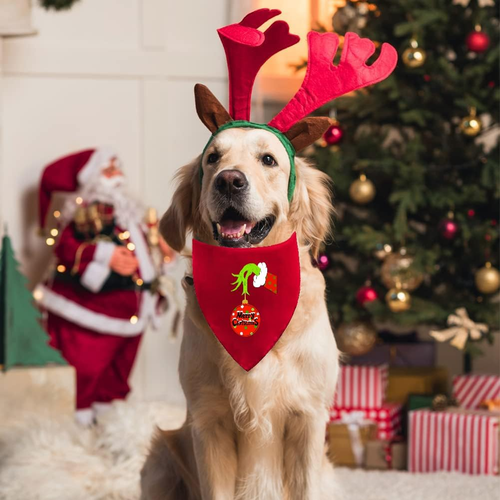 Christmas Dog Bandanas, 2 Pack Merry Christma Dog Costume Reversible Christmas B - 第 4/12 張圖片