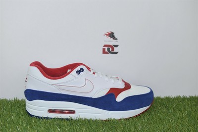 red white and blue running shoes