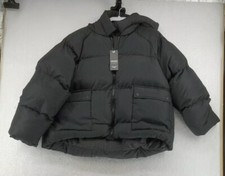 Threadbare Womens Full Zip Front Pockets Casual Hooded Black Puffer Jacket Sz18