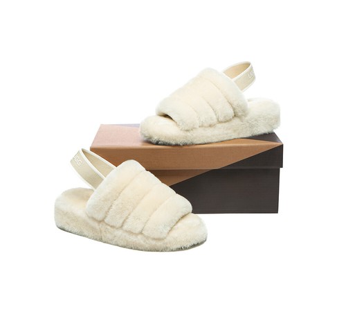 AUSTRALIAN SHEPHERD® UGG Slides Women Fluffy Sheepskin Wool Nonslip Sandal Puffy - Picture 23 of 44