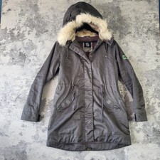 Hoodlamb Nordic Parka Coat Womens Medium Grey Herringbone Hemp Jacket