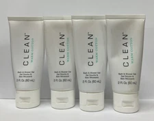 Clean Warm Cotton Bath & Shower Gel 2 fl oz/ 60 ml Lot Of 4 NEW