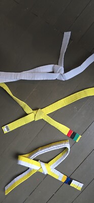 KWON Klettgürtel für Kinder, mehrfarbig weiß gelb Karate 3 Stück