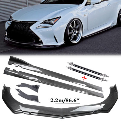Carbon Fiber Front Bumper Lip Spoiler & Side Skirt For Lexus Rc-f Rc200 Rc300