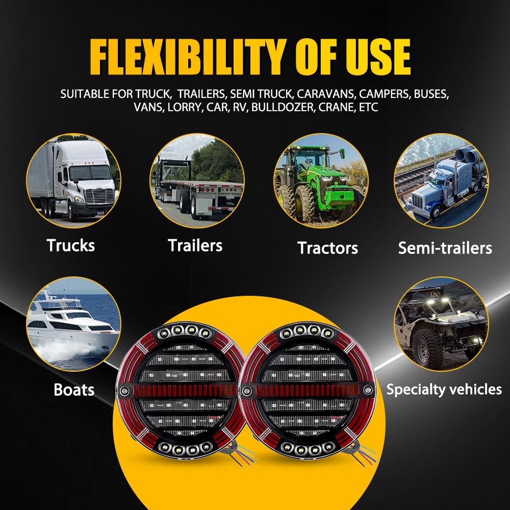 5.5 Inch White Red Amber LED Truck Trailer Bus Brake Tail Light with DRL  