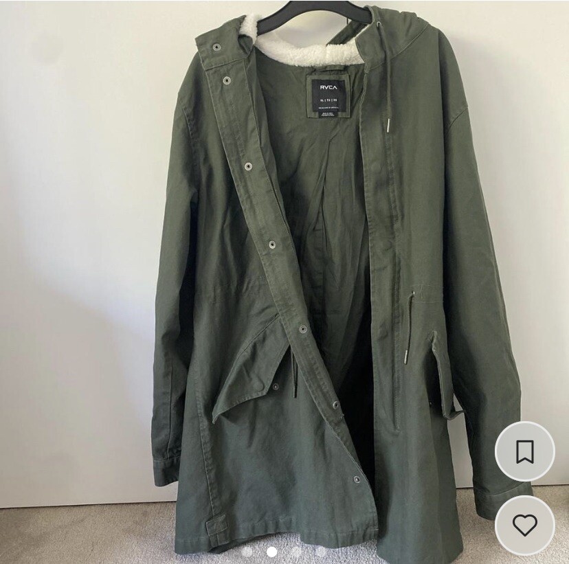 RVCA KHAKI GREEN LONG JACKET Australia