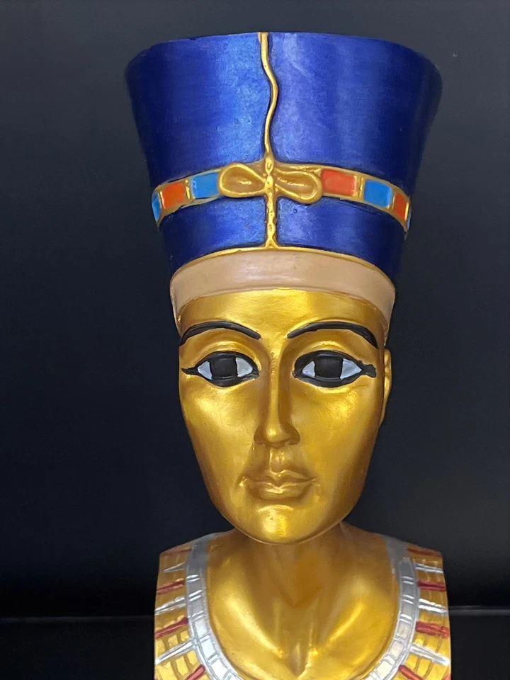 Уникальный большой бюст царицы Нефертити, египетское искусство золото и черный ручная роспись искусство - Изображение 3 из 4