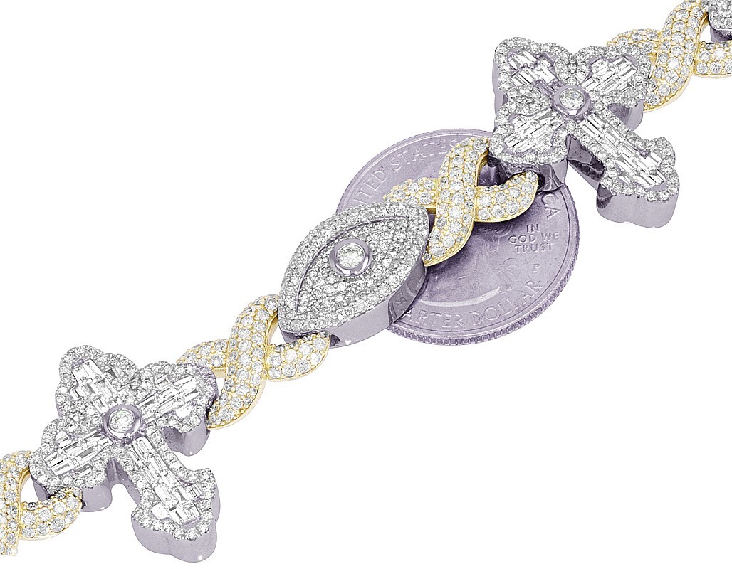 ⭐極美品 ICB comprete ストライプ energy-drink Baguette Cross with Evil Eye 10 7/10 CT Real Diamond
