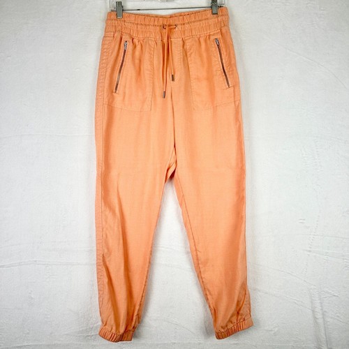 Athleta Cabo Linen Jogger Womens 6 Cactus Peach Vacation Coastal Pull On