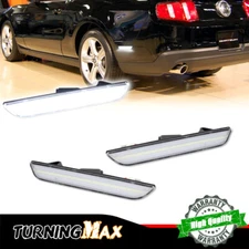 Fits 10-14 Ford Mustang Clear Lens White LED Rear Fender Side Marker Light Lamps