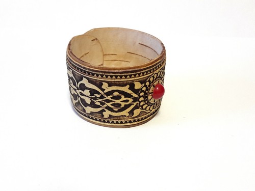 Bracciale corteccia di betulla legno braccialetto ornamento eco prodotto biologico fatto a mano - Foto 7 di 17