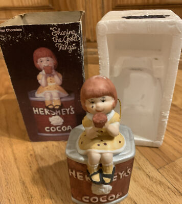 Hershey's Cocoa Ceramic Bell Sharing the Good Things Little Girl 5'' Ornament 