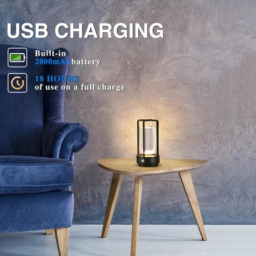 Crystal Lantern Table Lamp Cordless Rechargeable Touch Dimmable LED Night Lights - Picture 6 of 14