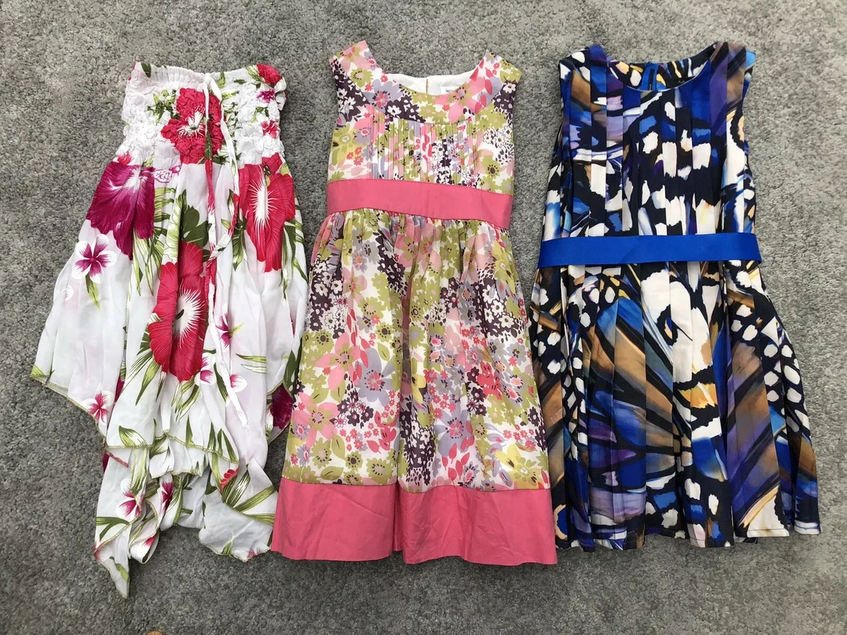 M S Girls Dress Bundle Age 3 4 Flower Butterfly Hawaii Pink