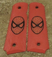 1911 Grips - SPIDERMAN - RED/BLACK - .45, AMBI CUT, FULL SIZE, CUSTOM
