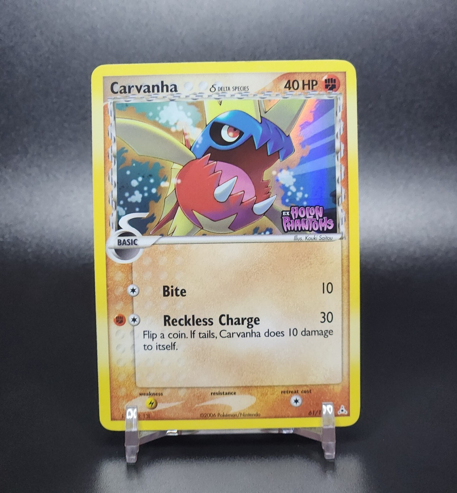 Pokemon Carvanha 61/110 Reverse Holo Rare Stamped EX-NM - EX Holon Phantoms